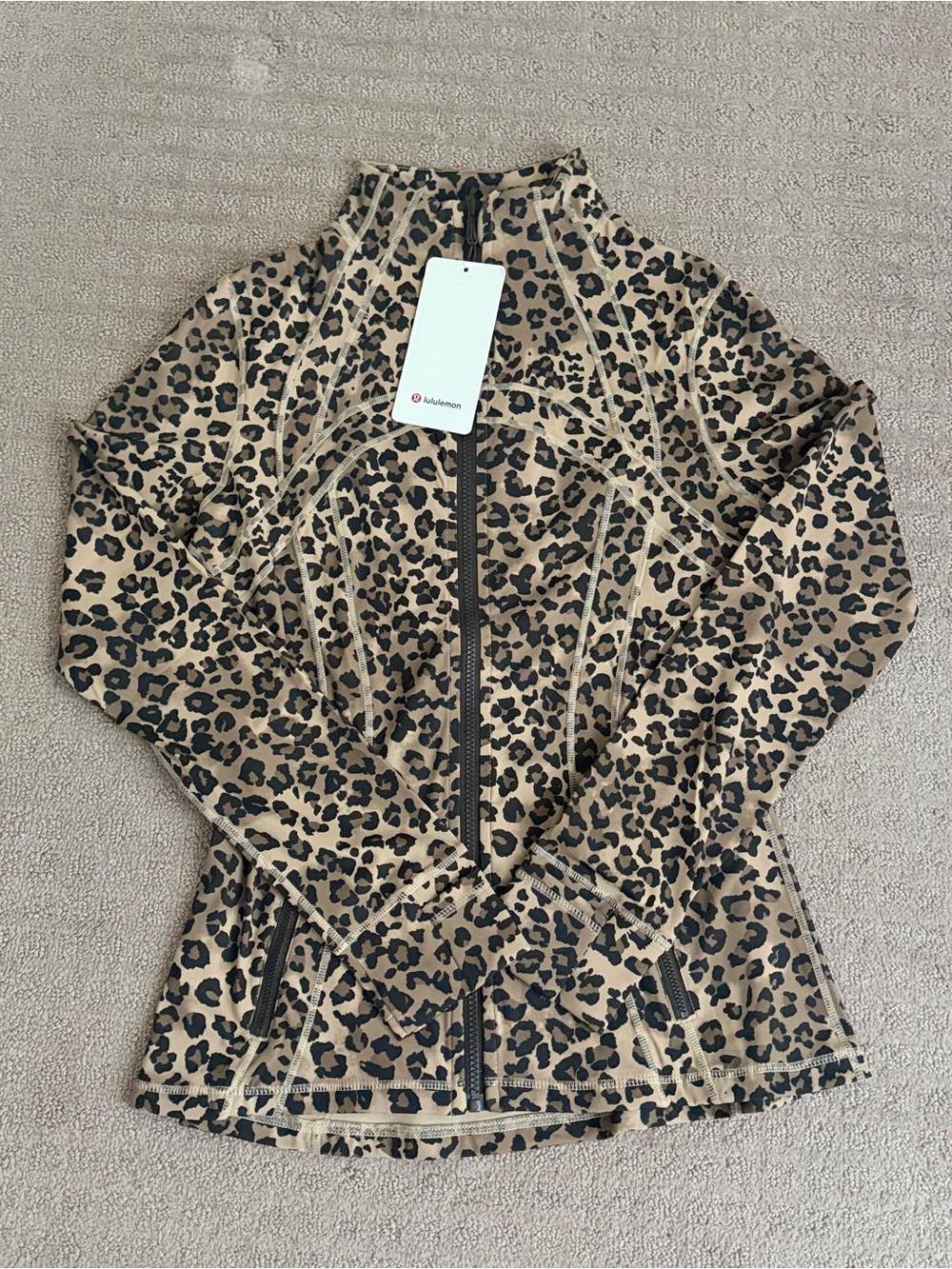 lululemon athletica Beige and Black Leopard Zip Jacket